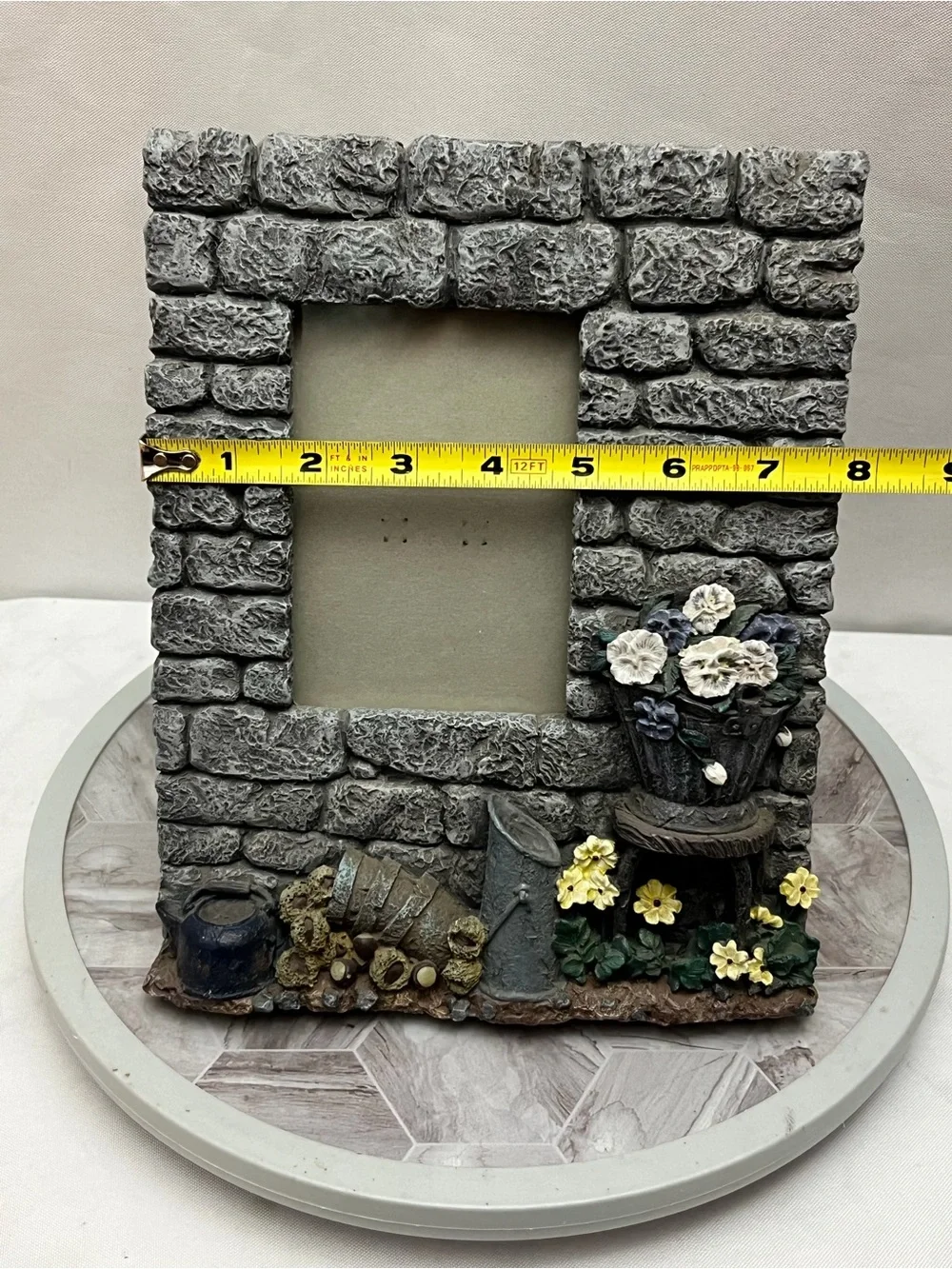 Rustic Stone Wall Garden Flower Pot 4x6 Picture Frame Cottage Decor